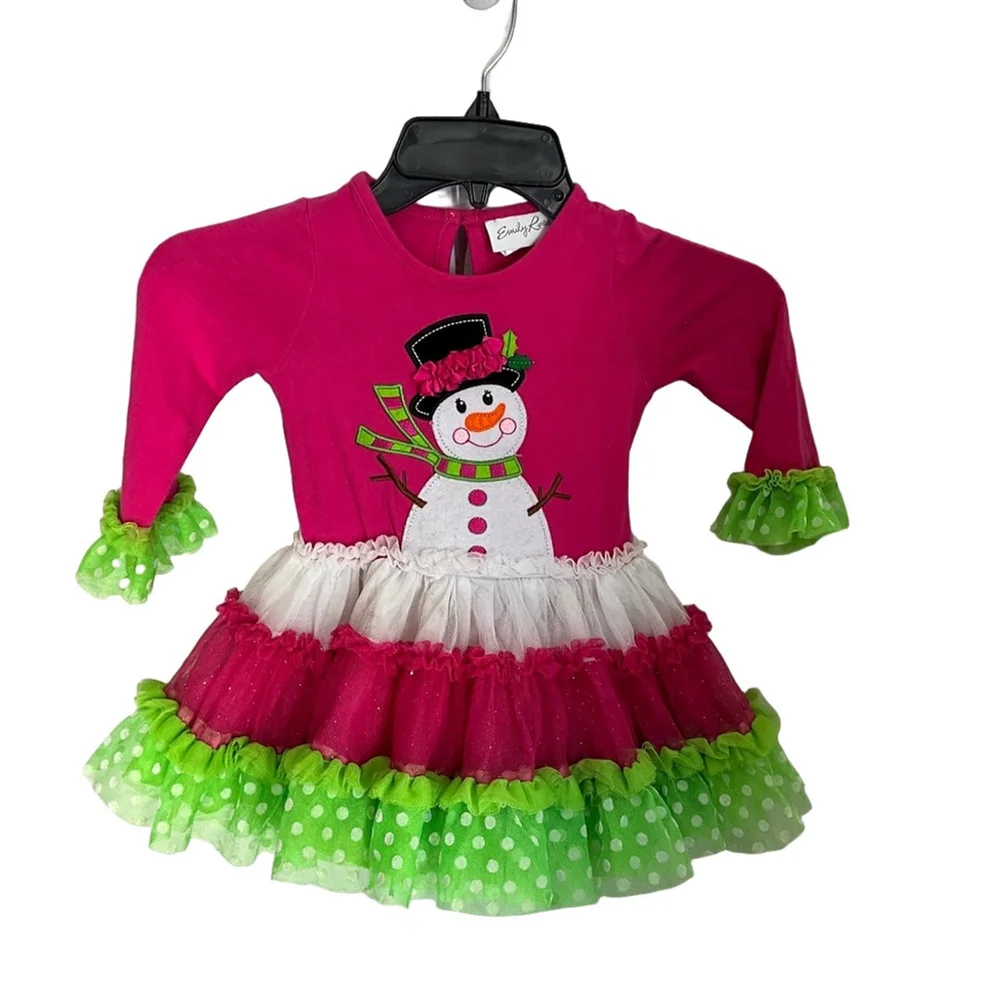 Emily Rose Snowman Tutu Dress Girls 2T Pink Costume Cosplay Holiday Christmas
